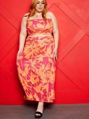 Plus Size Tube Top Skirt Set 5X